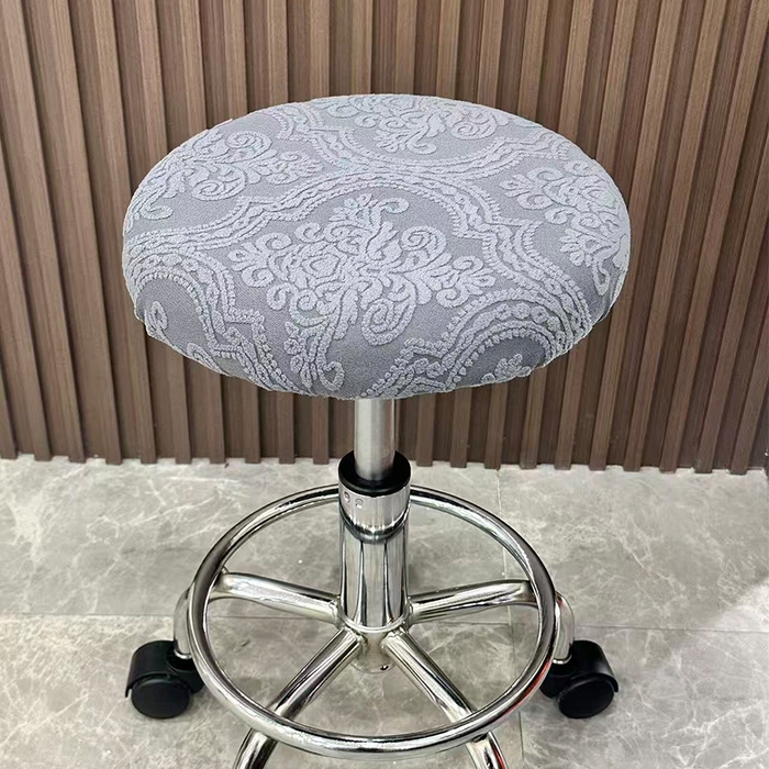 91家纺网 家纺一手货源 找家纺 逐日沙发套 2025新款提花绒针织款圆凳套-欧艺 欧艺-深灰