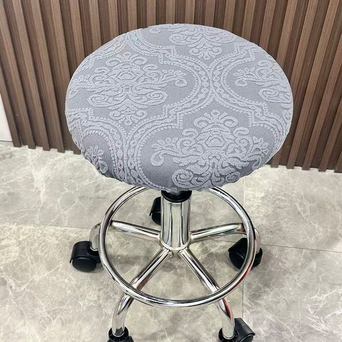 91家纺网 家纺一手货源 找家纺 逐日沙发套 2025新款提花绒针织款圆凳套-欧艺 欧艺-深灰