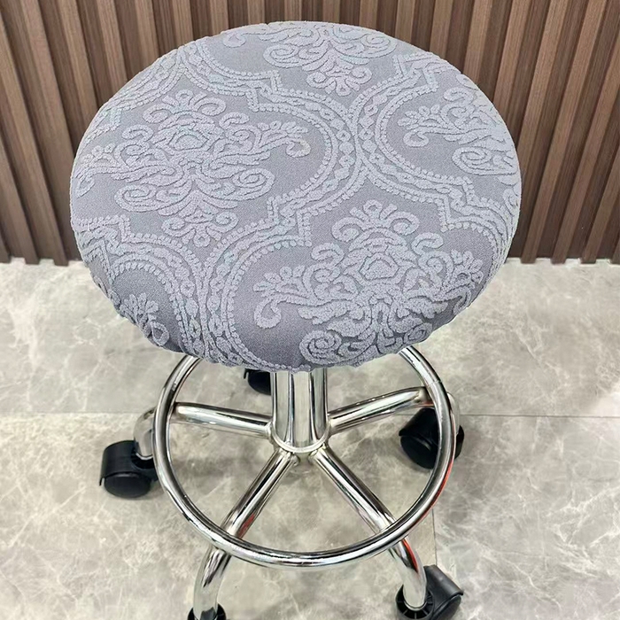 91家纺网 家纺一手货源 找家纺 逐日沙发套 2025新款提花绒针织款圆凳套-欧艺 欧艺-深灰