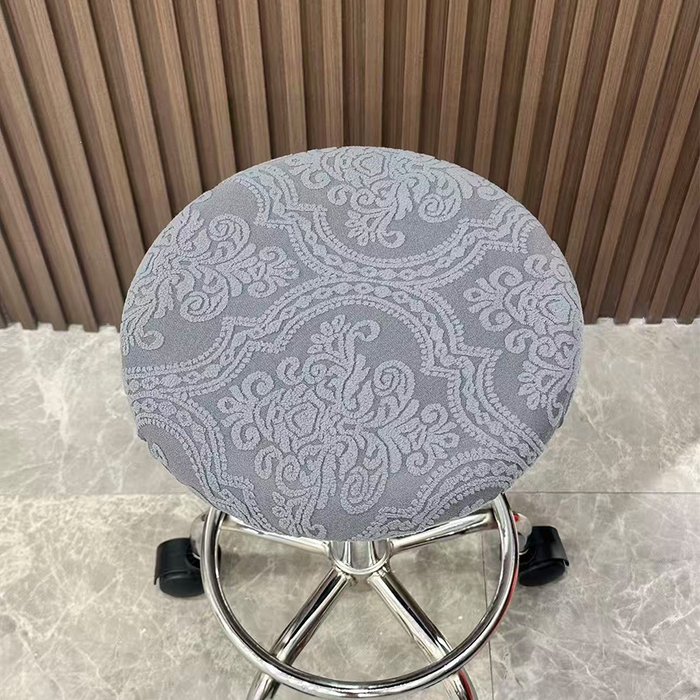 91家纺网 家纺一手货源 找家纺 逐日沙发套 2025新款提花绒针织款圆凳套-欧艺 欧艺-深灰