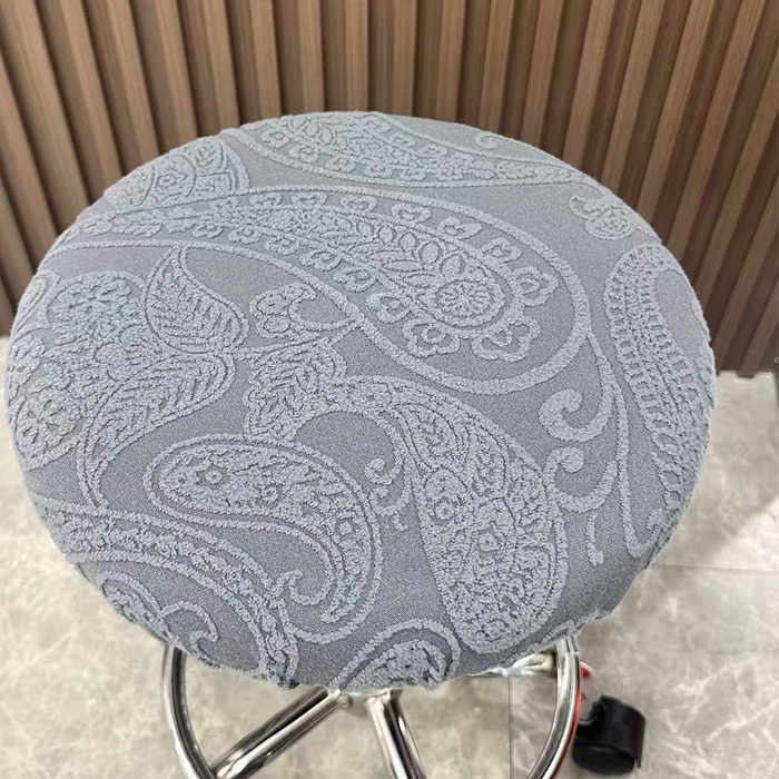 91家纺网 家纺一手货源 找家纺 逐日沙发套 2025新款提花绒针织款圆凳套-古罗 古罗-深灰