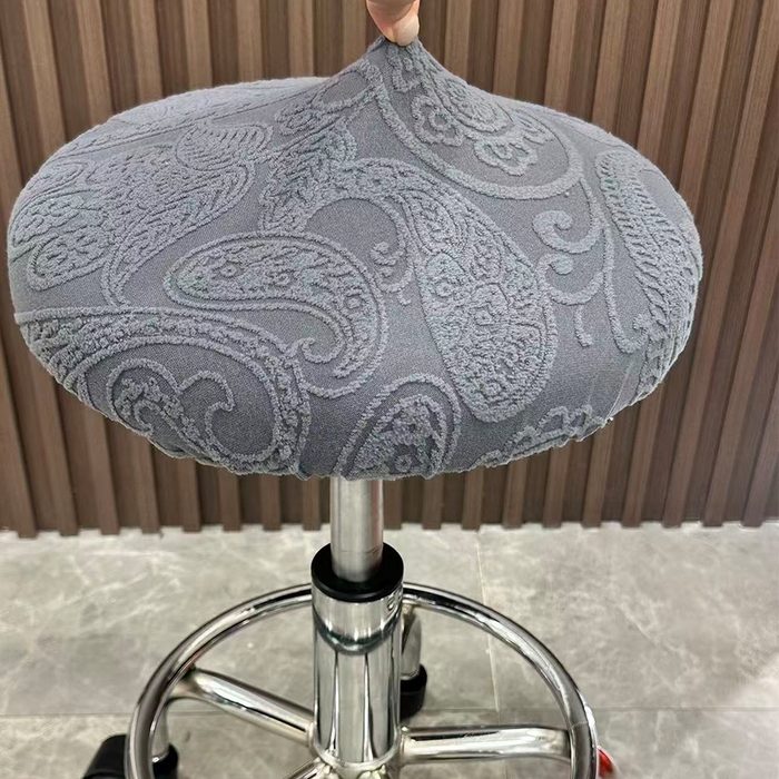 91家纺网 家纺一手货源 找家纺 逐日沙发套 2025新款提花绒针织款圆凳套-古罗 古罗-深灰