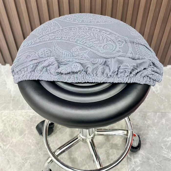 91家纺网 家纺一手货源 找家纺 逐日沙发套 2025新款提花绒针织款圆凳套-古罗 古罗-深灰