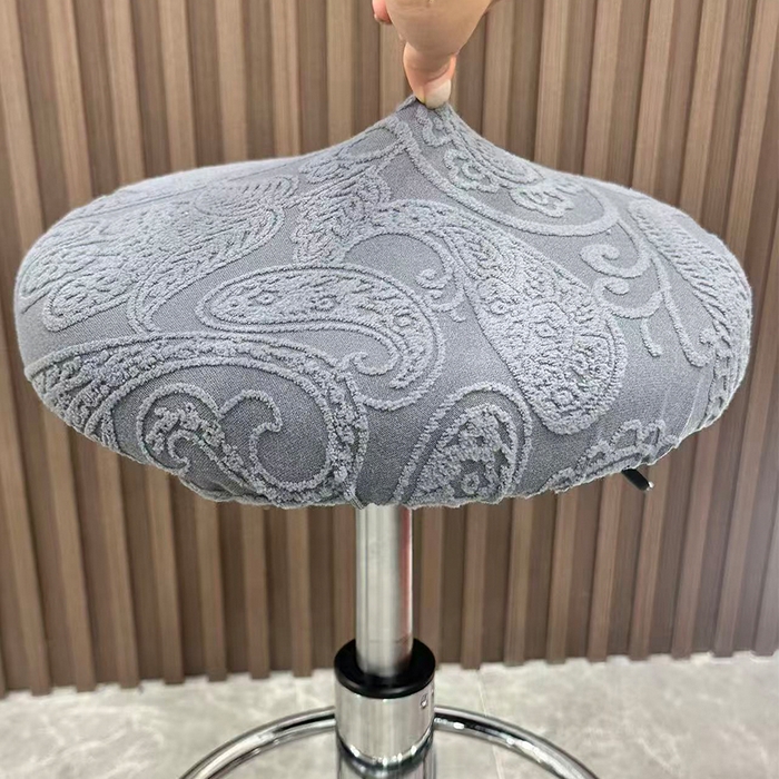 91家纺网 家纺一手货源 找家纺 逐日沙发套 2025新款提花绒针织款圆凳套-古罗 古罗-深灰