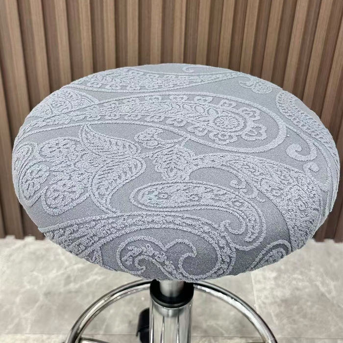 91家纺网 家纺一手货源 找家纺 逐日沙发套 2025新款提花绒针织款圆凳套-古罗 古罗-深灰