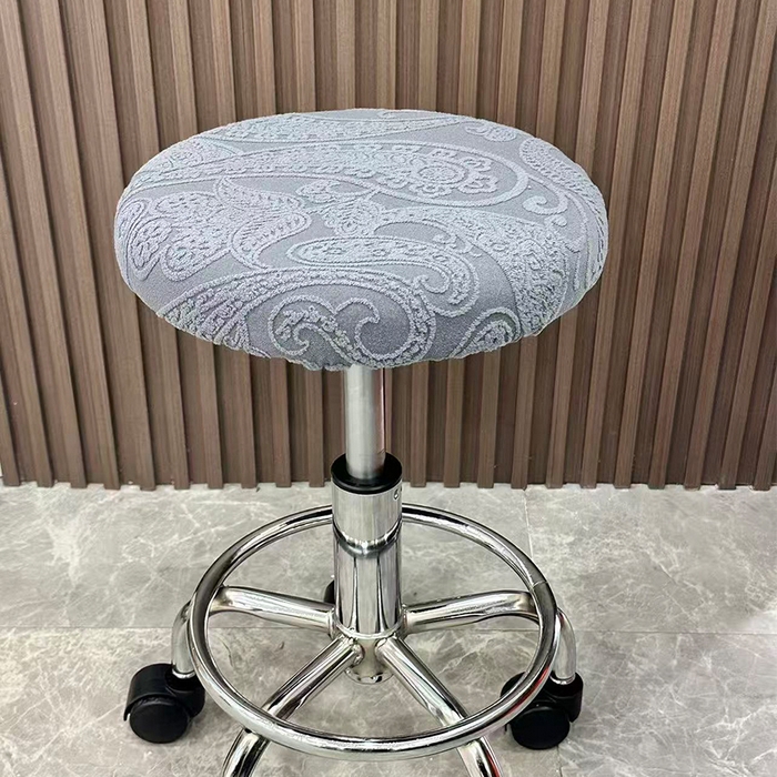 91家纺网 家纺一手货源 找家纺 逐日沙发套 2025新款提花绒针织款圆凳套-古罗 古罗-深灰