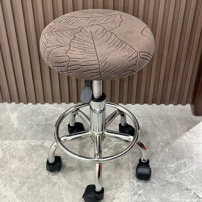 91家纺网 家纺一手货源 找家纺 逐日沙发套 2025新款提花绒针织款圆凳套-叶沙 叶沙-咖色