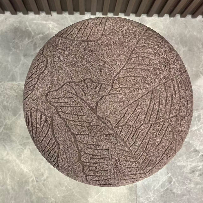 91家纺网 家纺一手货源 找家纺 逐日沙发套 2025新款提花绒针织款圆凳套-叶沙 叶沙-咖色