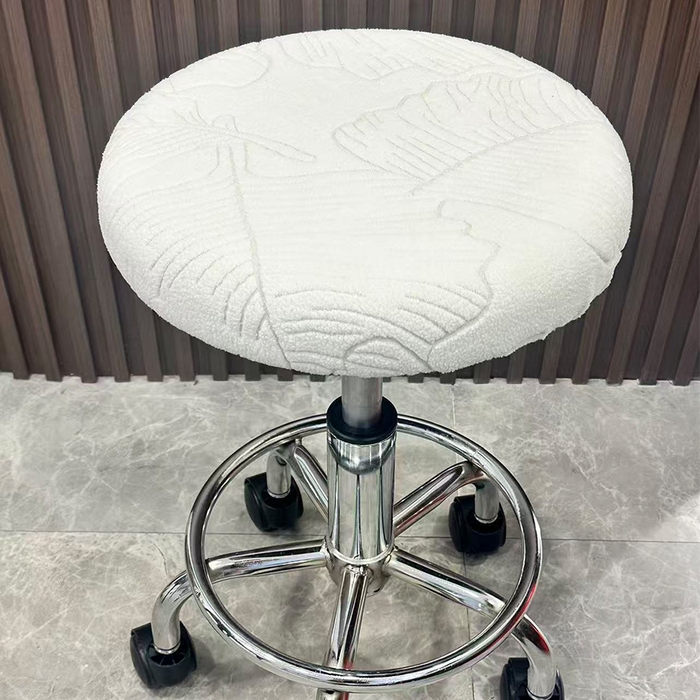 91家纺网 家纺一手货源 找家纺 逐日沙发套 2025新款提花绒针织款圆凳套-叶沙 叶沙-米白