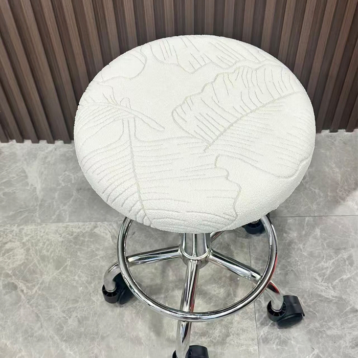 91家纺网 家纺一手货源 找家纺 逐日沙发套 2025新款提花绒针织款圆凳套-叶沙 叶沙-米白