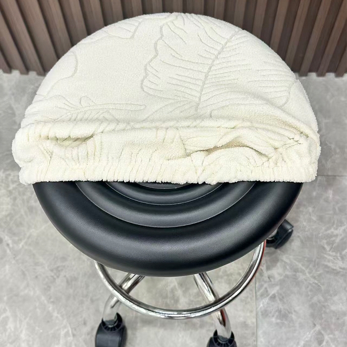 91家纺网 家纺一手货源 找家纺 逐日沙发套 2025新款提花绒针织款圆凳套-叶沙 叶沙-米白