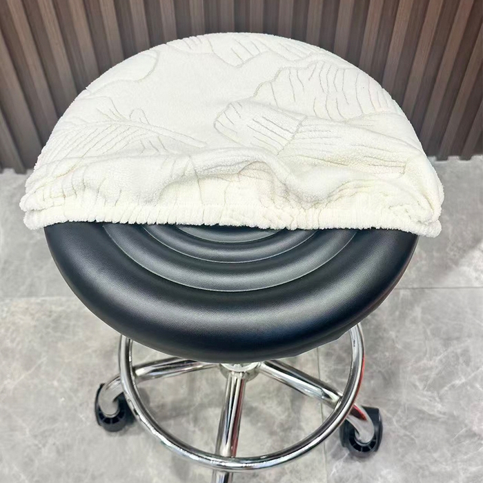 91家纺网 家纺一手货源 找家纺 逐日沙发套 2025新款提花绒针织款圆凳套-叶沙 叶沙-米白