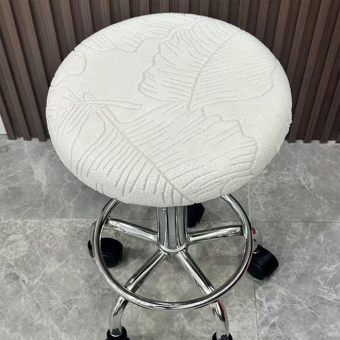 91家纺网 家纺一手货源 找家纺 逐日沙发套 2025新款提花绒针织款圆凳套-叶沙 叶沙-浅灰