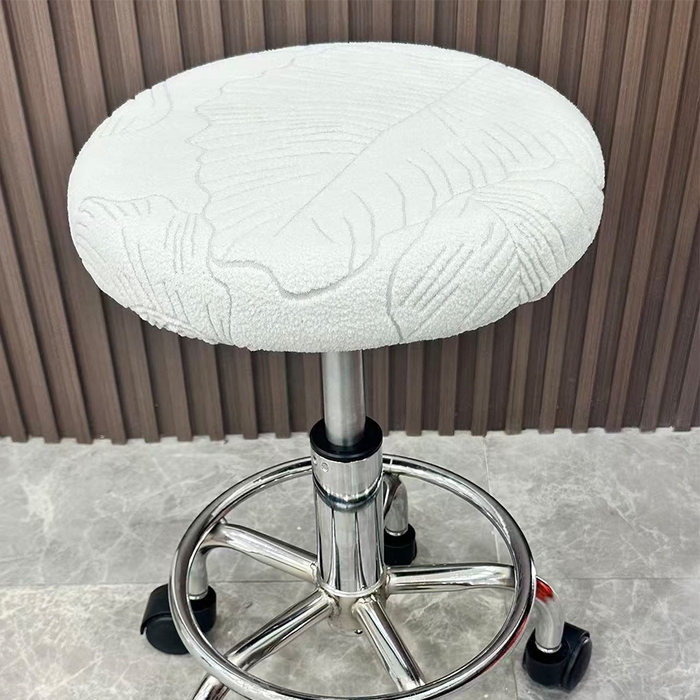 91家纺网 家纺一手货源 找家纺 逐日沙发套 2025新款提花绒针织款圆凳套-叶沙 叶沙-浅灰