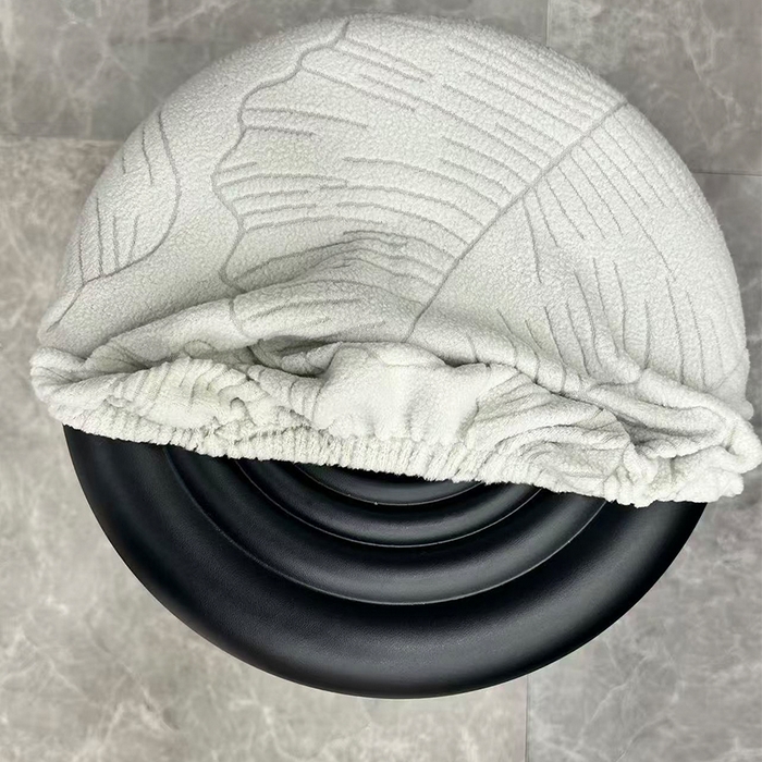 91家纺网 家纺一手货源 找家纺 逐日沙发套 2025新款提花绒针织款圆凳套-叶沙 叶沙-浅灰