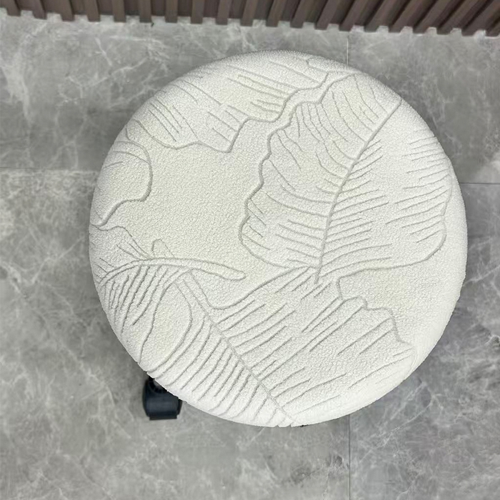 91家纺网 家纺一手货源 找家纺 逐日沙发套 2025新款提花绒针织款圆凳套-叶沙 叶沙-浅灰