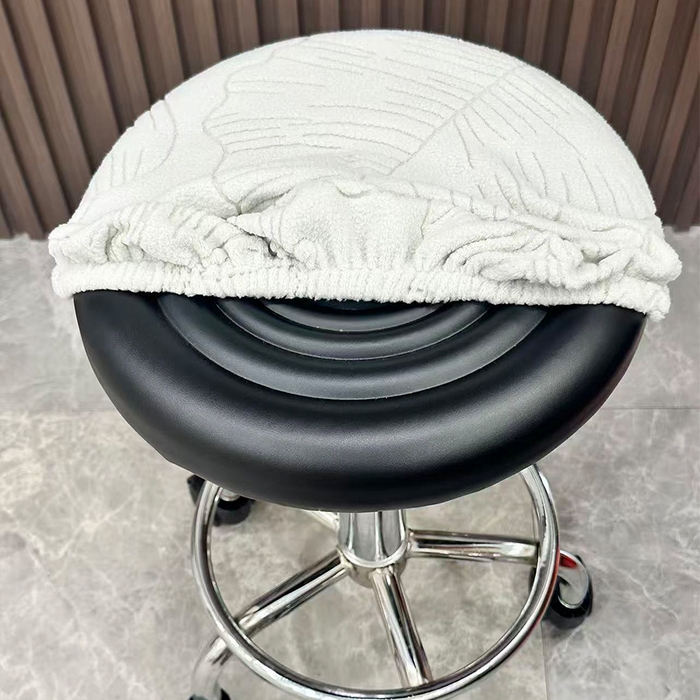 91家纺网 家纺一手货源 找家纺 逐日沙发套 2025新款提花绒针织款圆凳套-叶沙 叶沙-浅灰