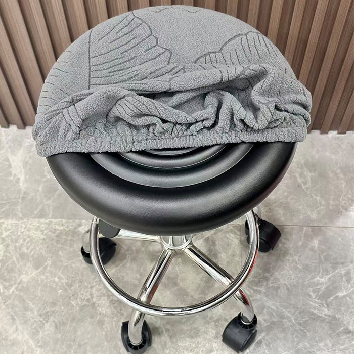 91家纺网 家纺一手货源 找家纺 逐日沙发套 2025新款提花绒针织款圆凳套-叶沙 叶沙-深灰