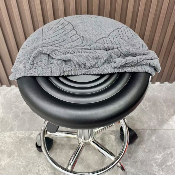 91家纺网 家纺一手货源 找家纺 逐日沙发套 2025新款提花绒针织款圆凳套-叶沙 叶沙-深灰