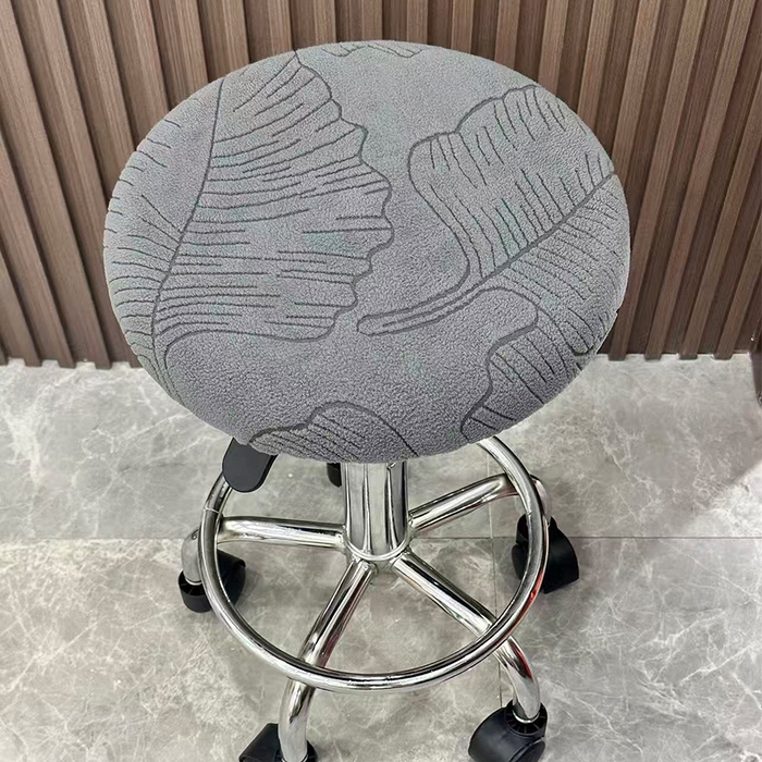 91家纺网 家纺一手货源 找家纺 逐日沙发套 2025新款提花绒针织款圆凳套-叶沙 叶沙-深灰