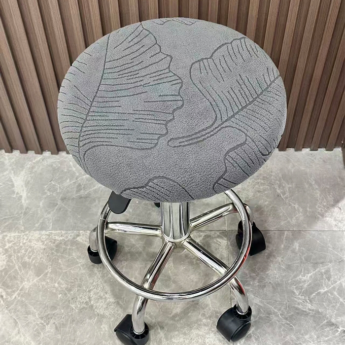 91家纺网 家纺一手货源 找家纺 逐日沙发套 2025新款提花绒针织款圆凳套-叶沙 叶沙-深灰