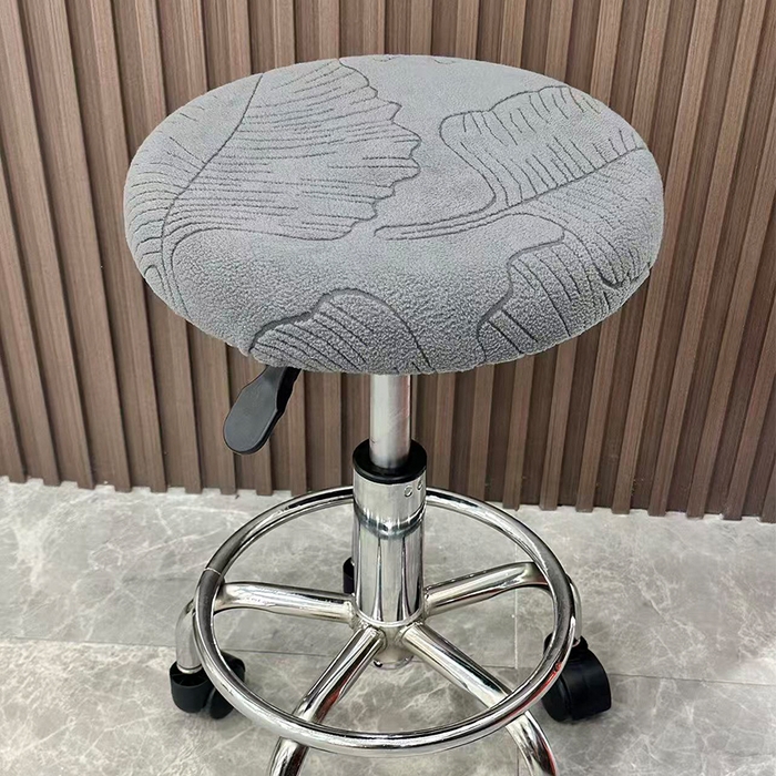 91家纺网 家纺一手货源 找家纺 逐日沙发套 2025新款提花绒针织款圆凳套-叶沙 叶沙-深灰