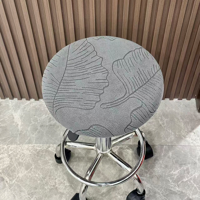 91家纺网 家纺一手货源 找家纺 逐日沙发套 2025新款提花绒针织款圆凳套-叶沙 叶沙-深灰