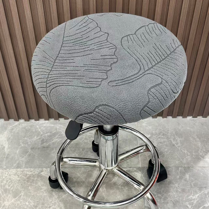 91家纺网 家纺一手货源 找家纺 逐日沙发套 2025新款提花绒针织款圆凳套-叶沙 叶沙-深灰