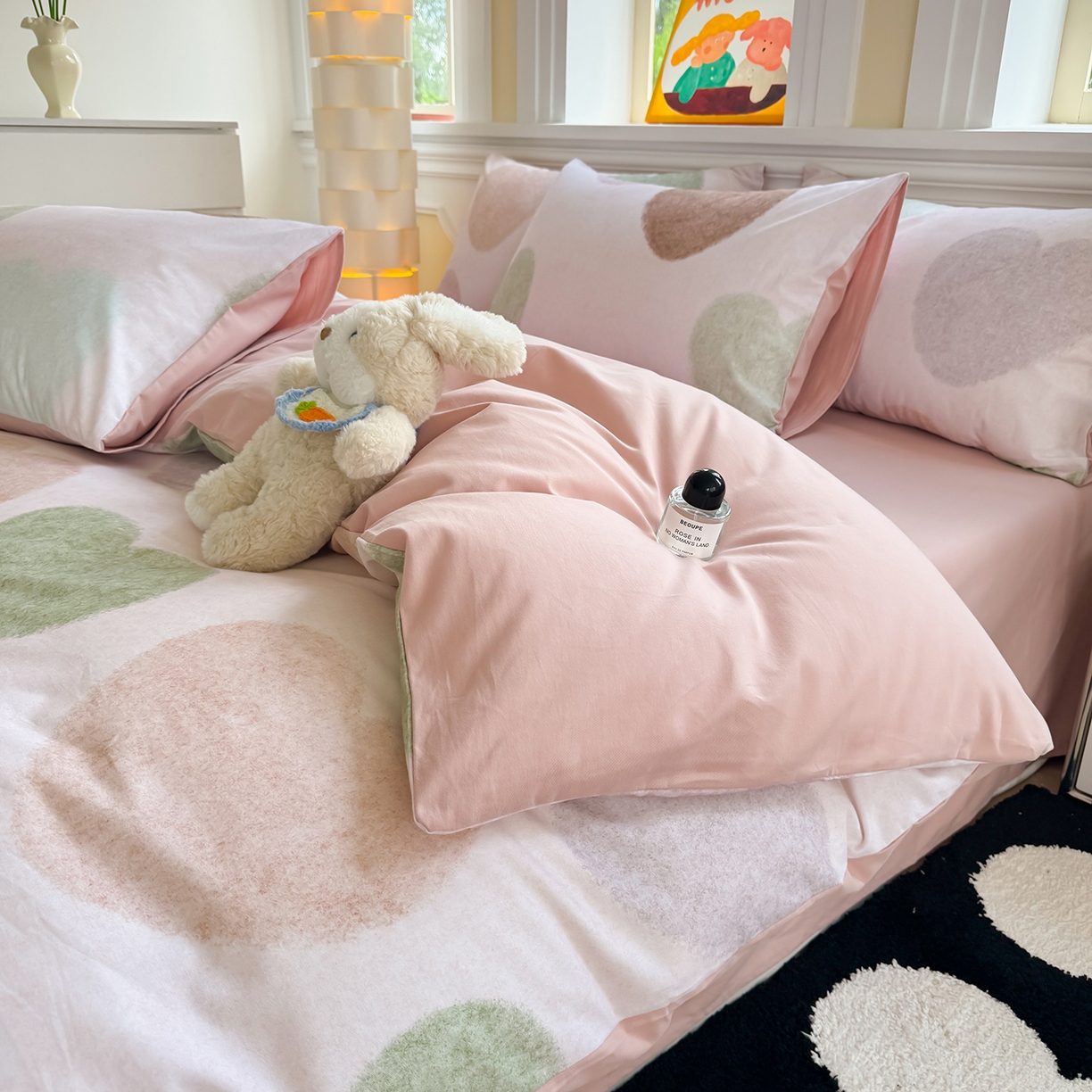 91家纺网 家纺一手货源 找家纺 千朵 2025新款全棉磨毛印花四件套 爱你