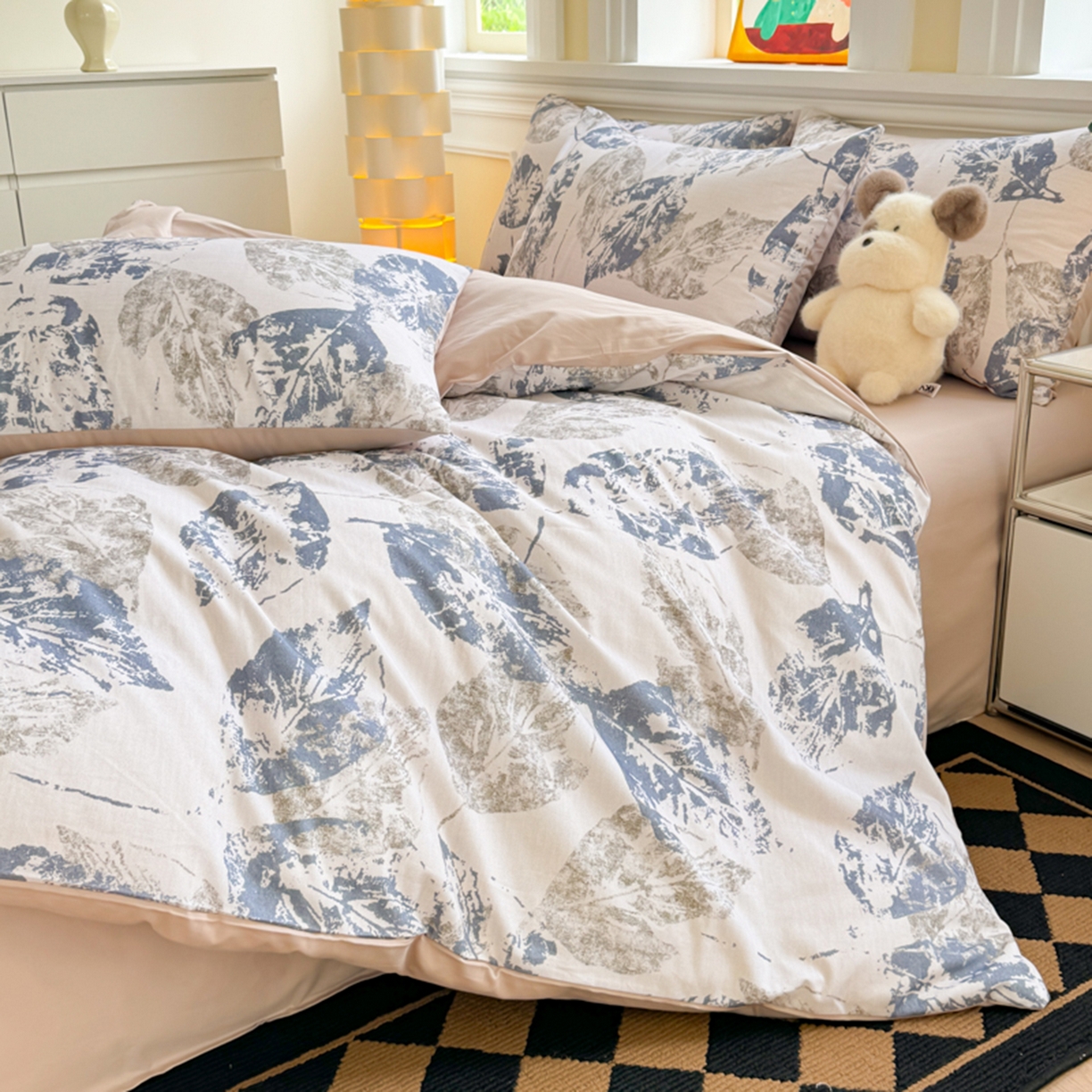 91家纺网 家纺一手货源 找家纺 千朵 2025新款全棉磨毛印花四件套 梵庭