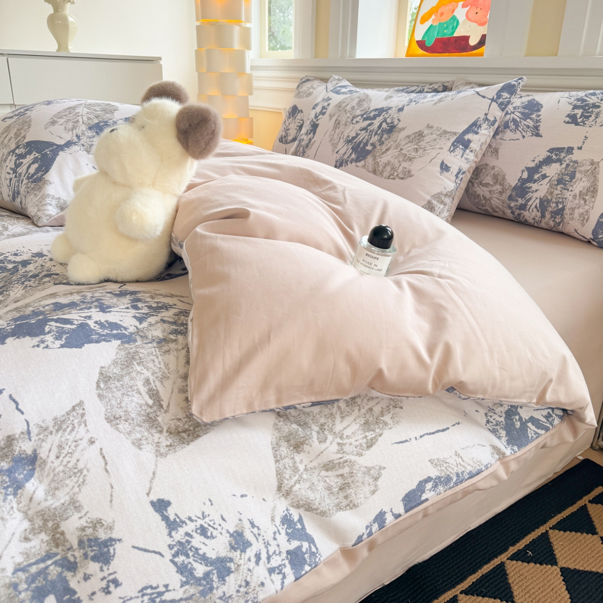 91家纺网 家纺一手货源 找家纺 千朵 2025新款全棉磨毛印花四件套 梵庭