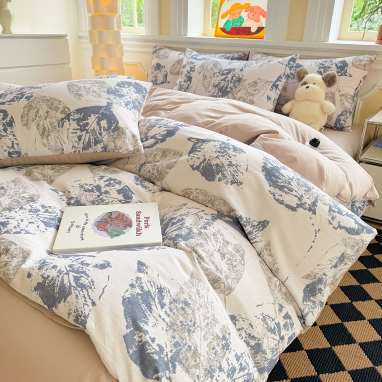 91家纺网 家纺一手货源 找家纺 千朵 2025新款全棉磨毛印花四件套 梵庭