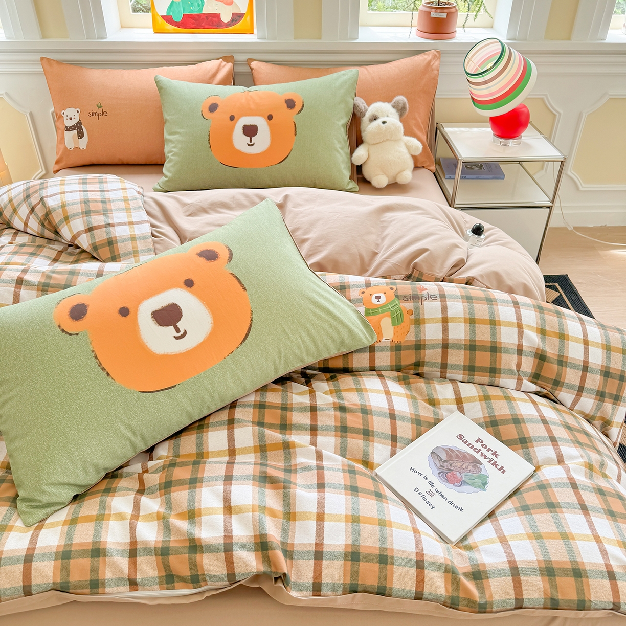 91家纺网 家纺一手货源 找家纺 千朵 2025新款全棉磨毛印花四件套 憨憨熊