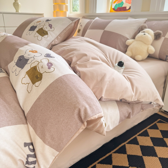 91家纺网 家纺一手货源 找家纺 千朵 2025新款全棉磨毛印花四件套 好伙伴