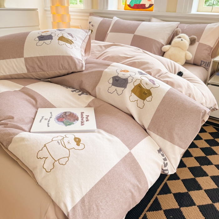 91家纺网 家纺一手货源 找家纺 千朵 2025新款全棉磨毛印花四件套 好伙伴