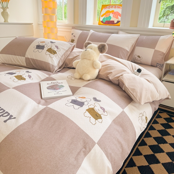 91家纺网 家纺一手货源 找家纺 千朵 2025新款全棉磨毛印花四件套 好伙伴