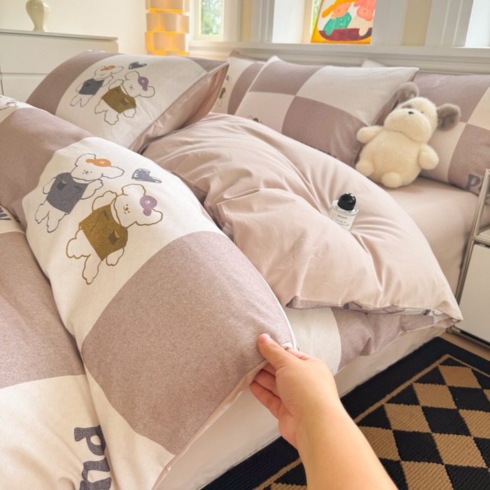 91家纺网 家纺一手货源 找家纺 千朵 2025新款全棉磨毛印花四件套 好伙伴