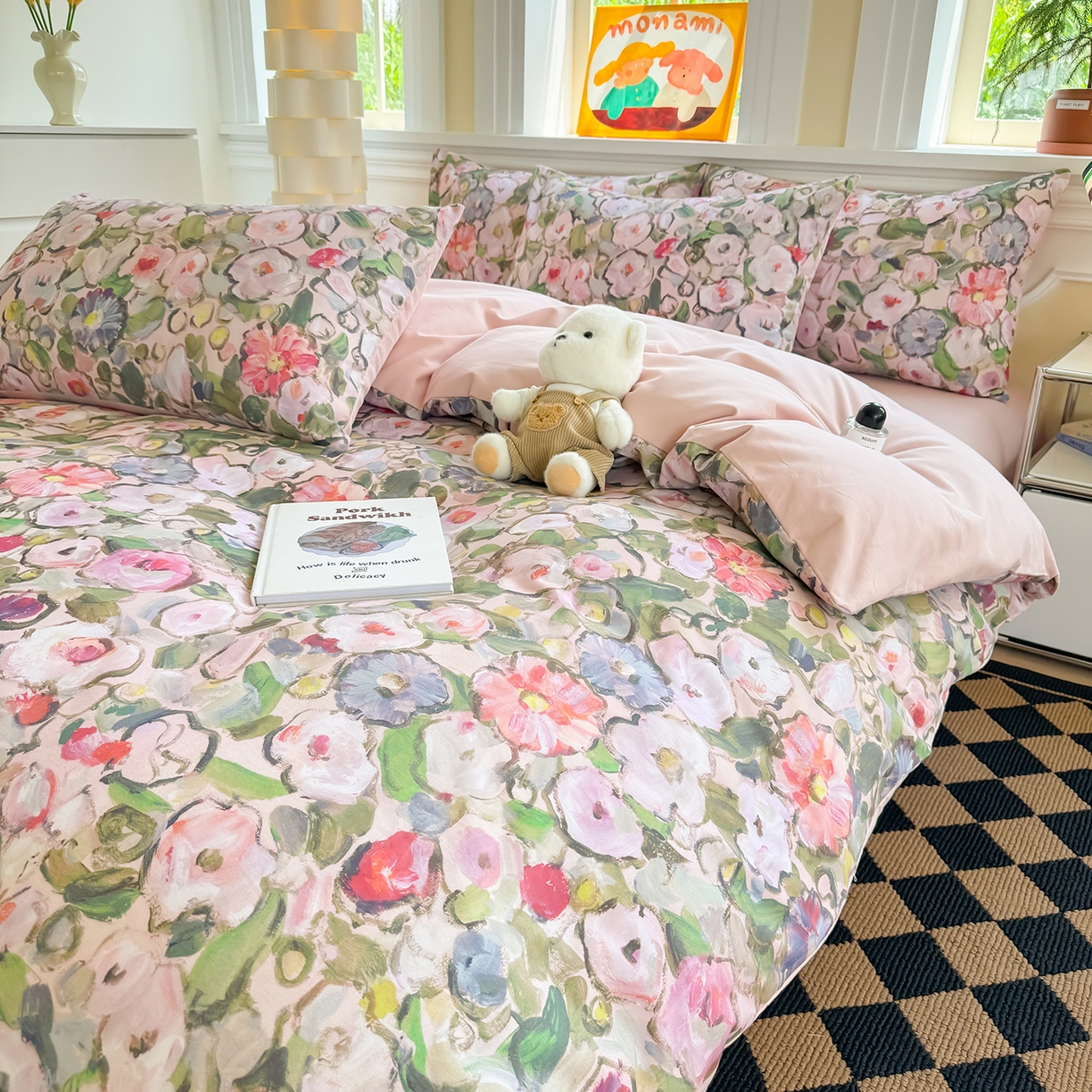 91家纺网 家纺一手货源 找家纺 千朵 2025新款全棉磨毛印花四件套 兰朵