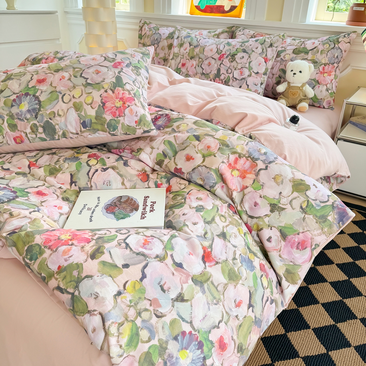 91家纺网 家纺一手货源 找家纺 千朵 2025新款全棉磨毛印花四件套 兰朵