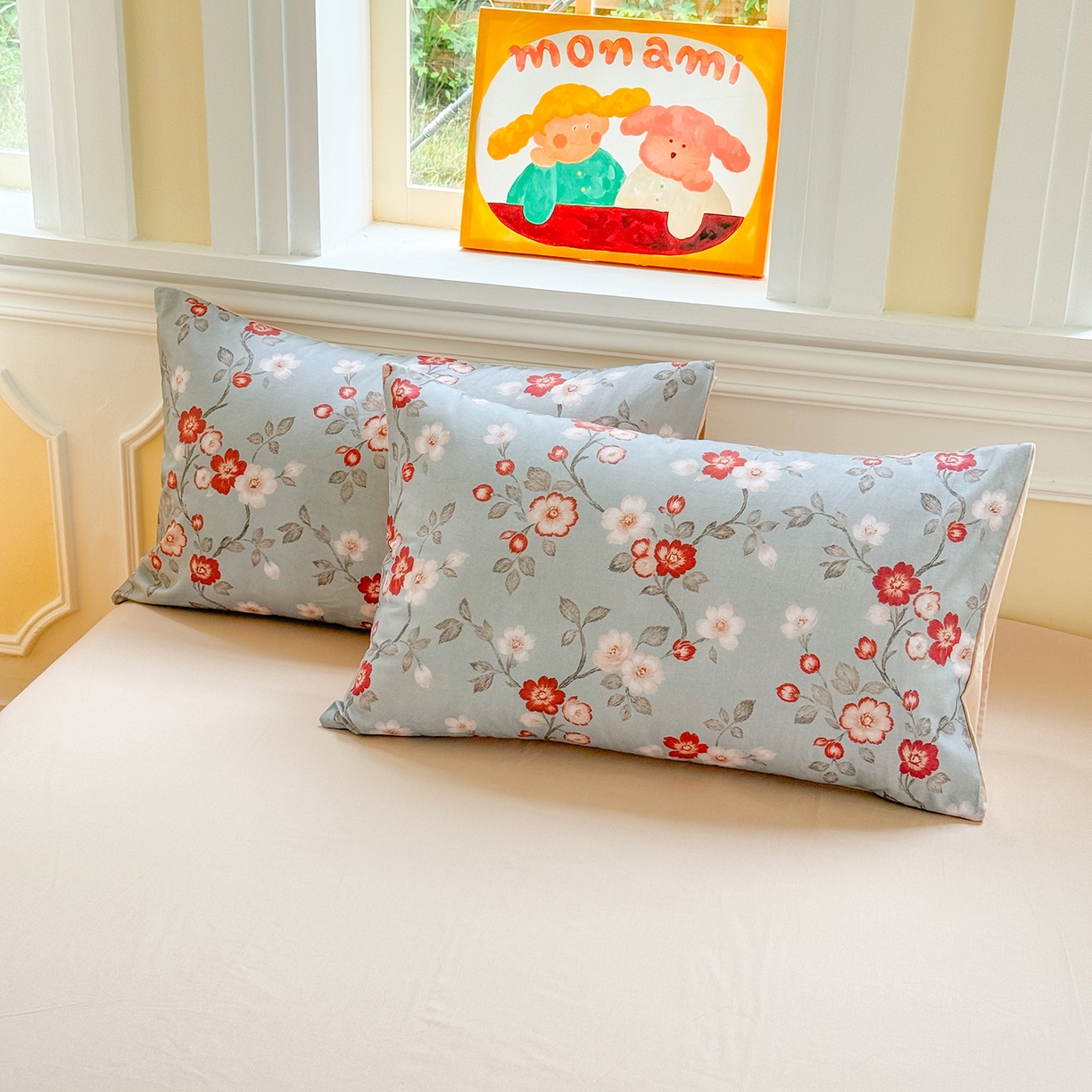 91家纺网 家纺一手货源 找家纺 千朵 2025新款全棉磨毛印花四件套 兰茵