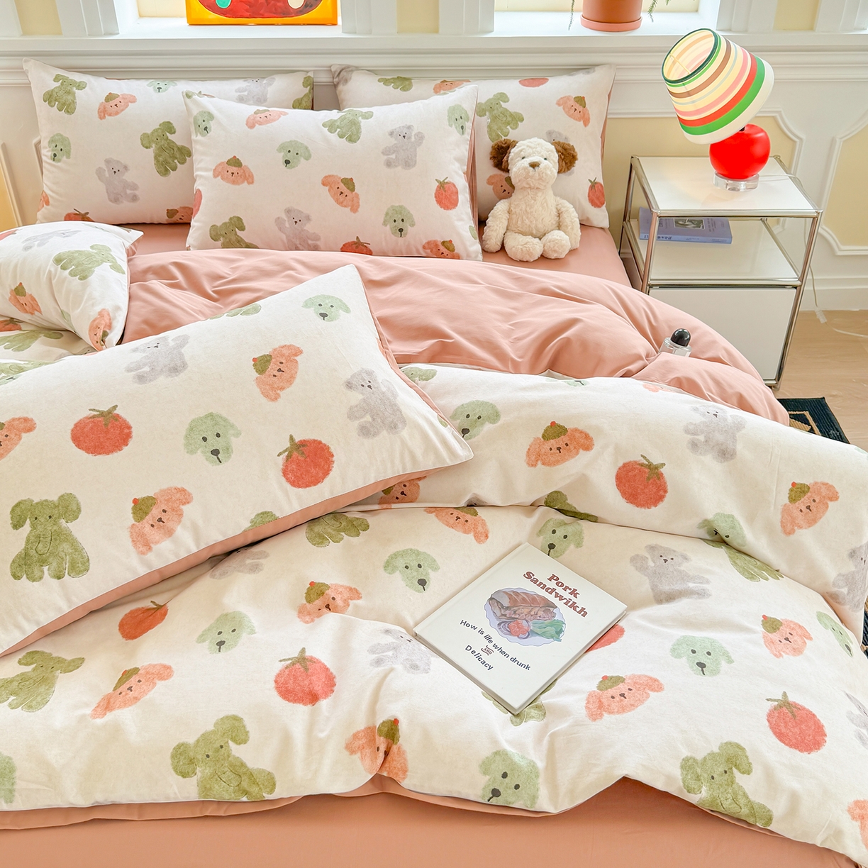 91家纺网 家纺一手货源 找家纺 千朵 2025新款全棉磨毛印花四件套 乐享米