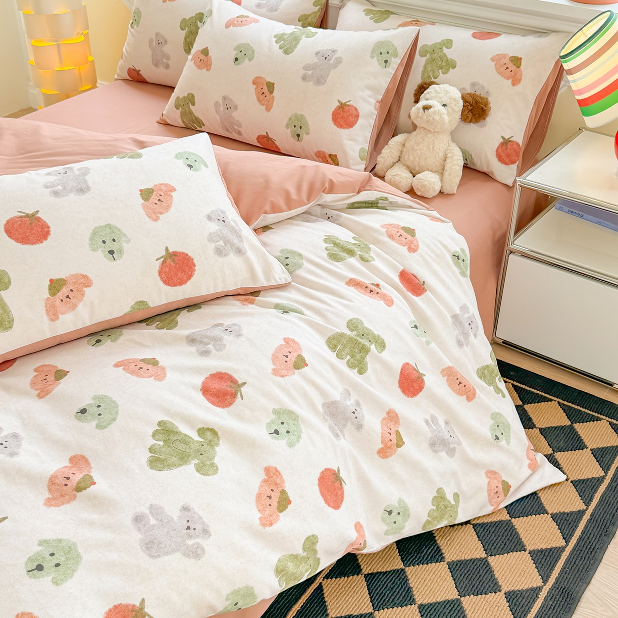 91家纺网 家纺一手货源 找家纺 千朵 2025新款全棉磨毛印花四件套 乐享米