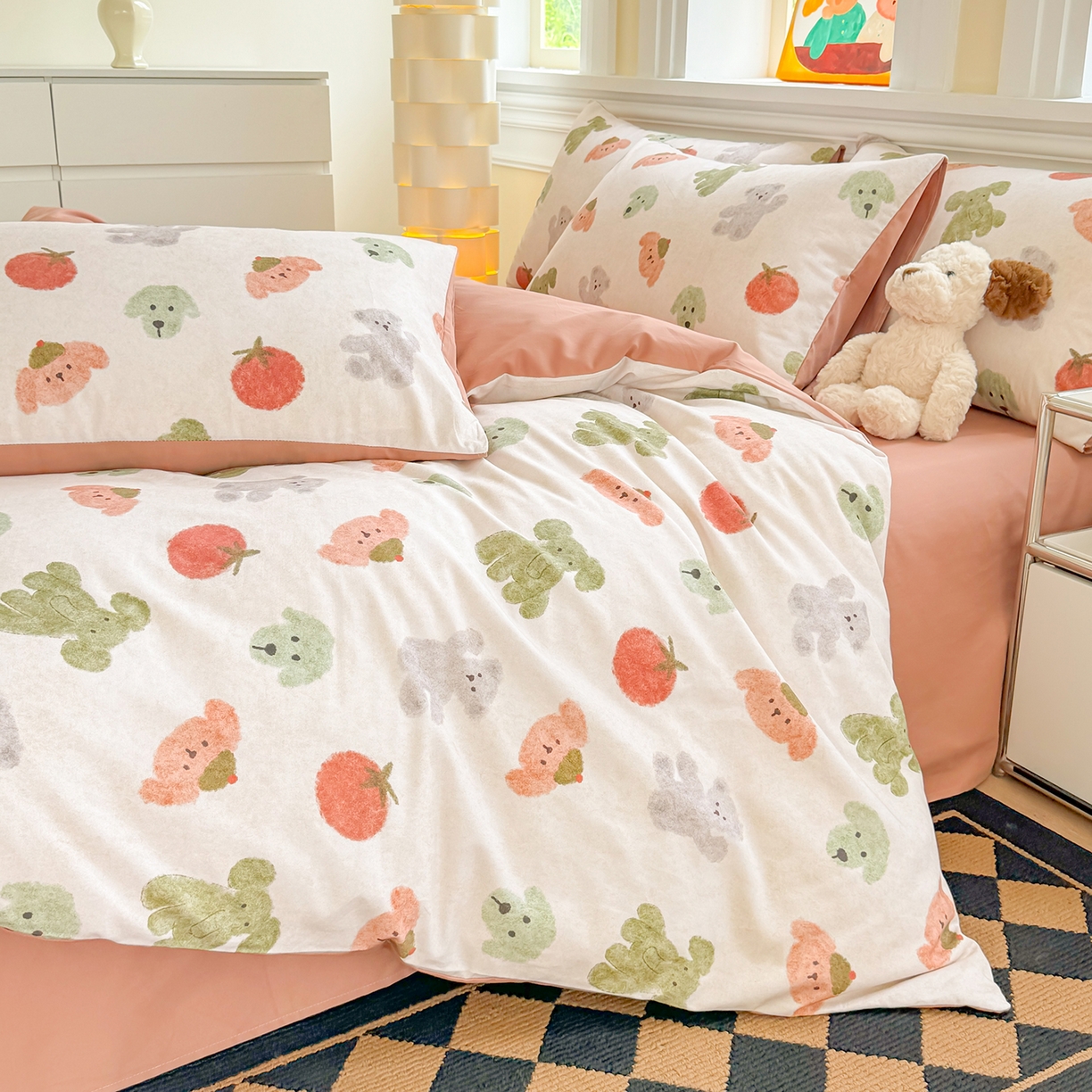 91家纺网 家纺一手货源 找家纺 千朵 2025新款全棉磨毛印花四件套 乐享米