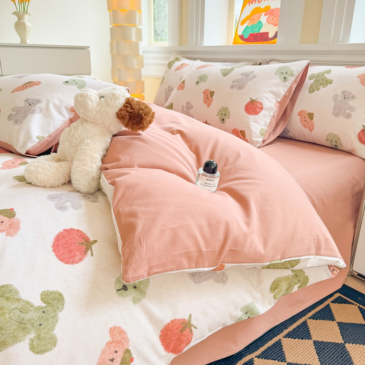 91家纺网 家纺一手货源 找家纺 千朵 2025新款全棉磨毛印花四件套 乐享米