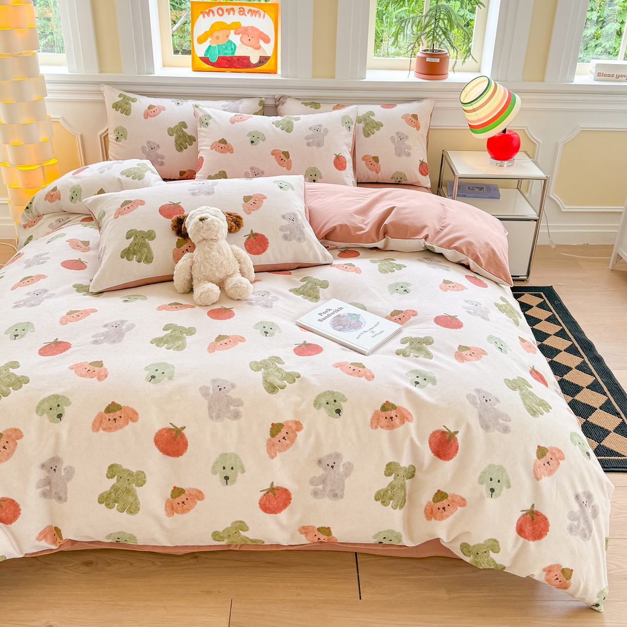 91家纺网 家纺一手货源 找家纺 千朵 2025新款全棉磨毛印花四件套 乐享米