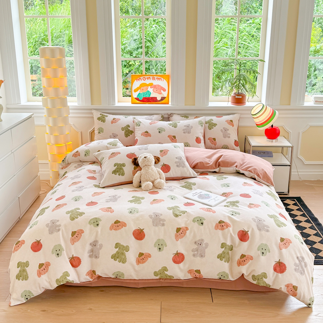 千朵 2025新款全棉磨毛印花四件套 乐享米