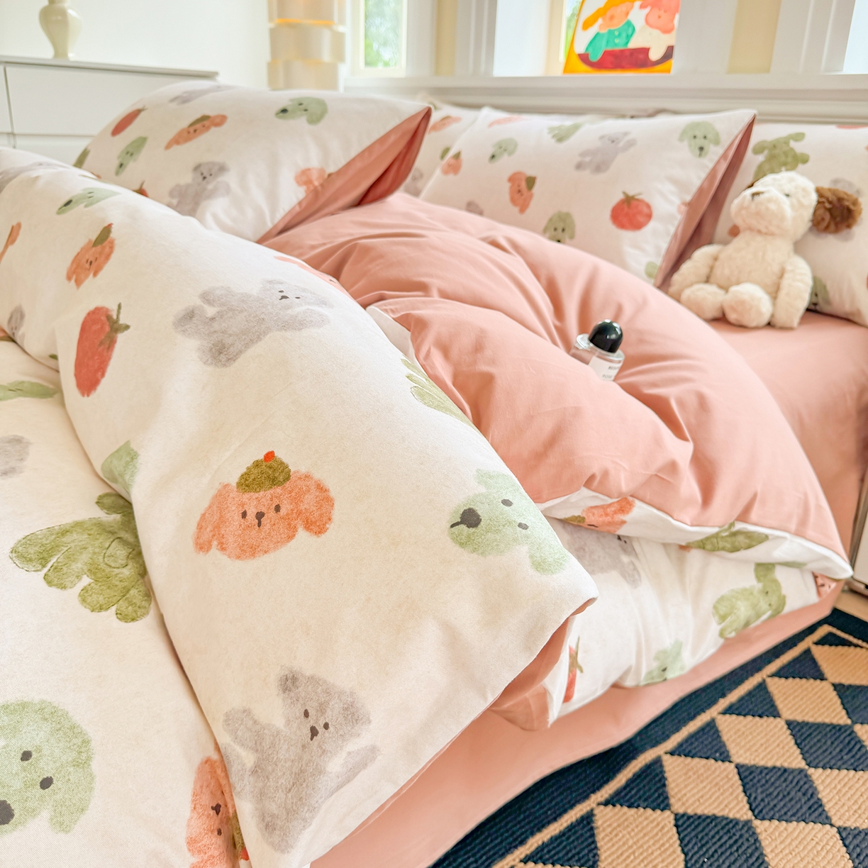 91家纺网 家纺一手货源 找家纺 千朵 2025新款全棉磨毛印花四件套 乐享米