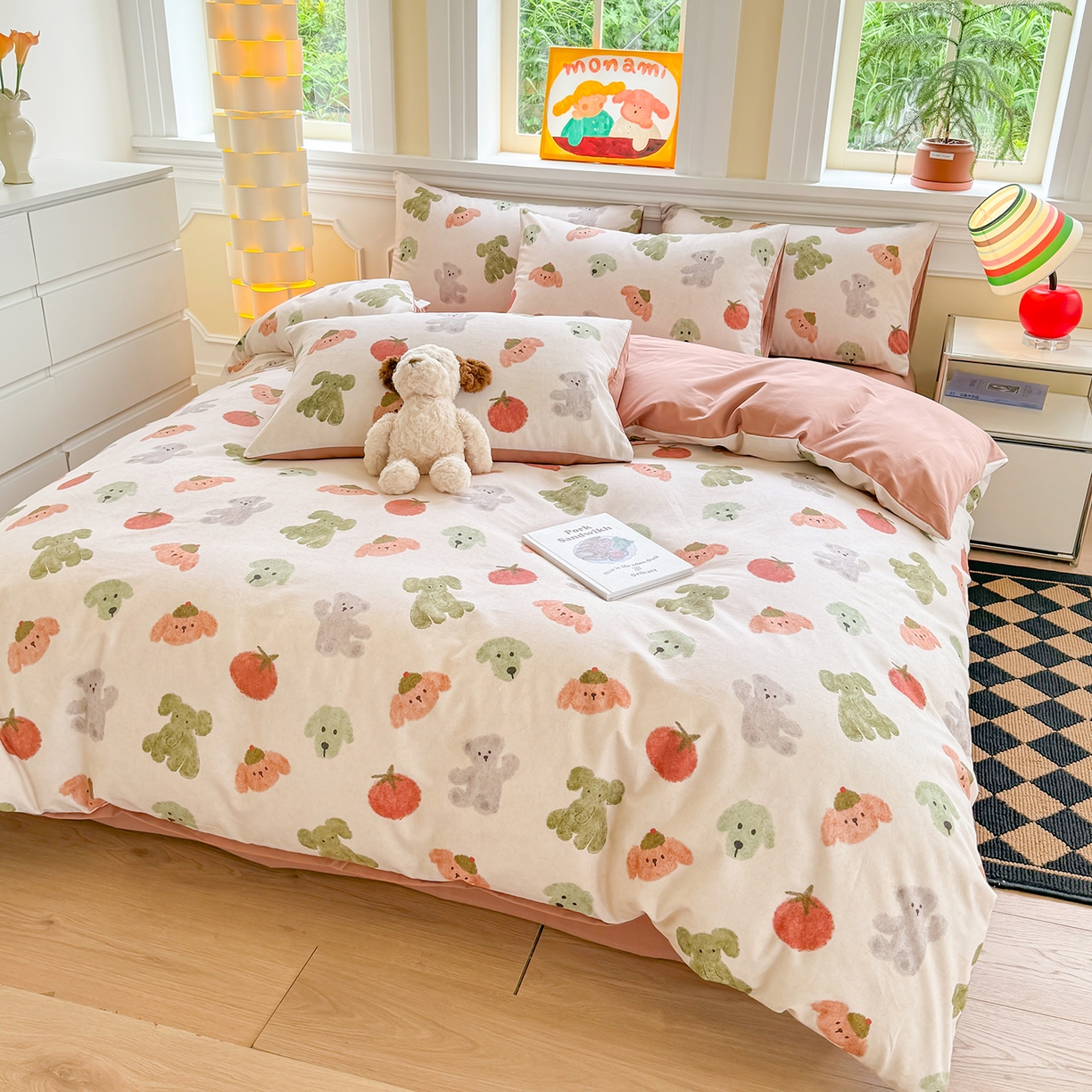 91家纺网 家纺一手货源 找家纺 千朵 2025新款全棉磨毛印花四件套 乐享米