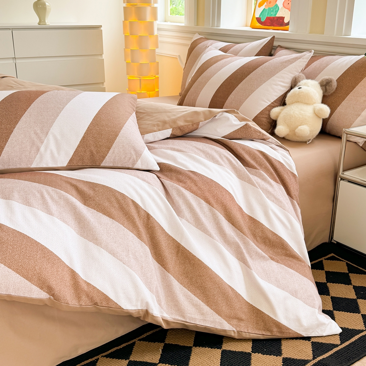 91家纺网 家纺一手货源 找家纺 千朵 2025新款全棉磨毛印花四件套 萌萌哒