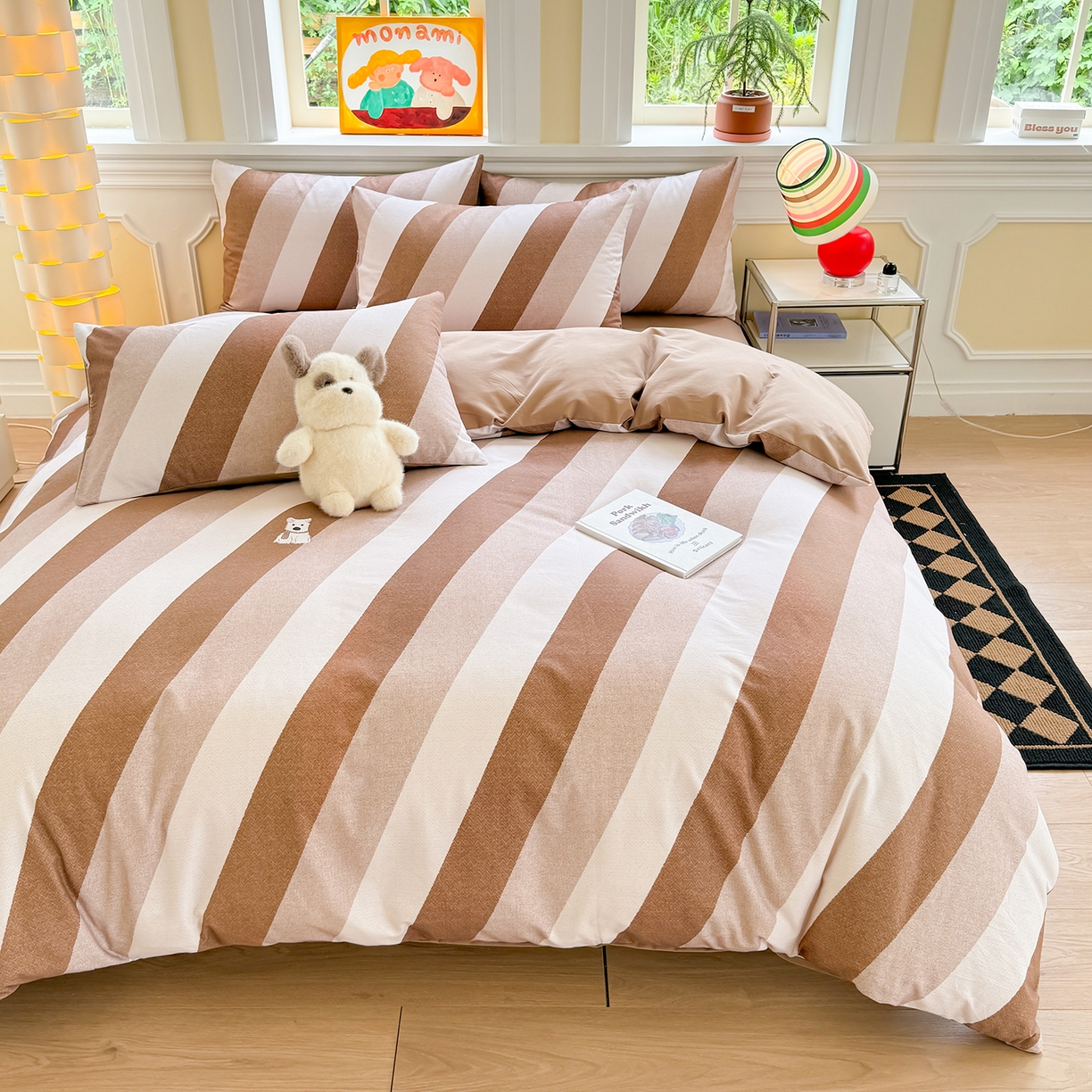 91家纺网 家纺一手货源 找家纺 千朵 2025新款全棉磨毛印花四件套 萌萌哒